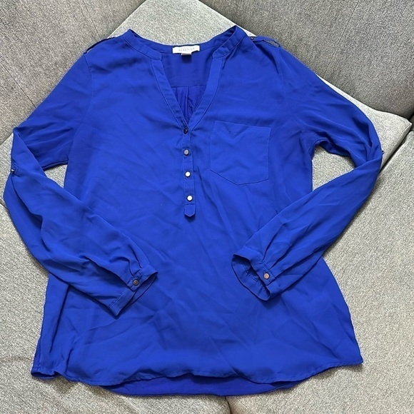 Kenneth Cole Royal Blue Long Sleeve Blouse Size Large - Picture 1 of 6